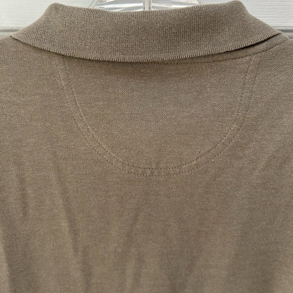 Van Heusen Men's Long Sleeve Polo in Taupe with Brown Stripe. Goes w/everything. - Picture 4 of 6